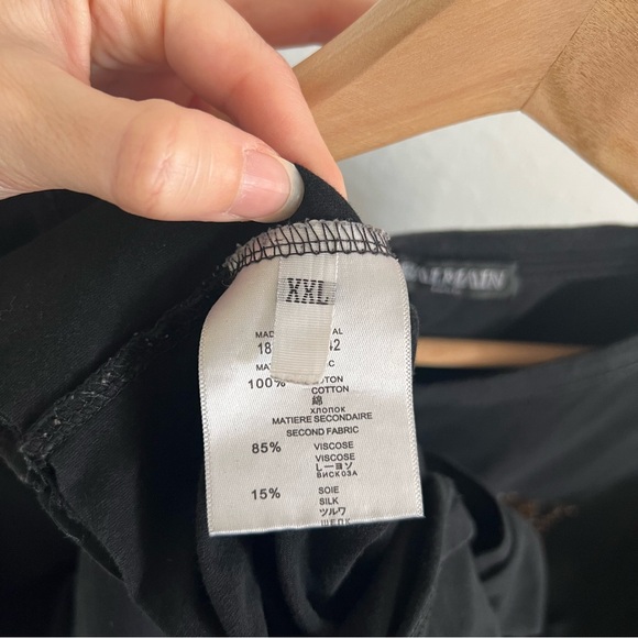 Balmain Black and Rhinestone Logo Tee - Picture 7 of 7